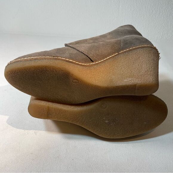 J.Crew MacAlister Tan Brown Suede Wedge Ankle Boots Womens Size 7 Lace up - Picture 2 of 9